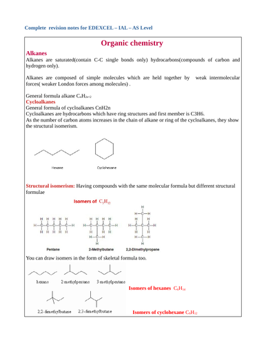 Complete revision notes for EDEXCEL IAL AS level chemistry - Alkanes