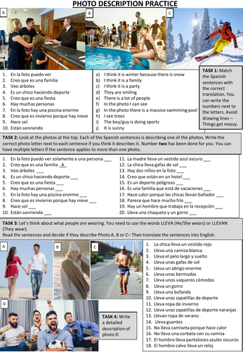 Spanish - Photo Description and translation, Holidays and Leisure