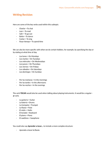 Spanish Vocabulary - Free time