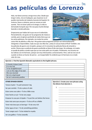 Spanish Reading Comprehension - Films