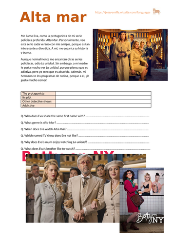 Spanish Reading Comprehension - TV