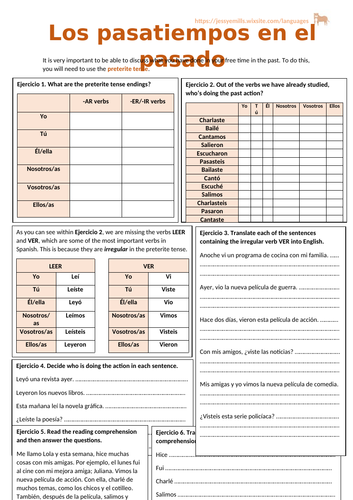 Spanish Grammar - Free time/Preterite