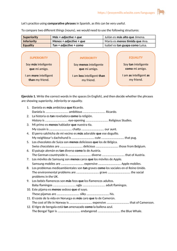 Spanish Grammar - Comparatives