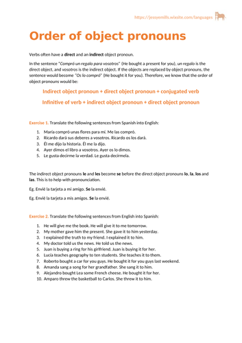 Spanish Grammar - Object Pronouns