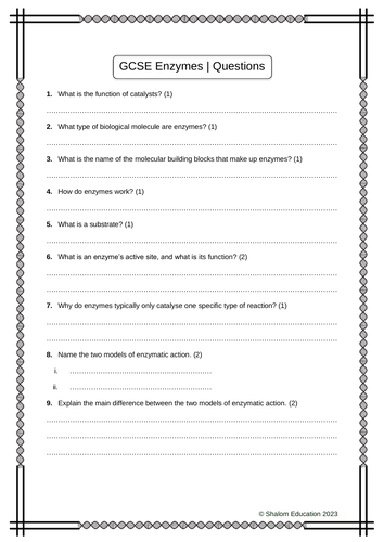 GCSE Biology - Enzymes Practice Questions