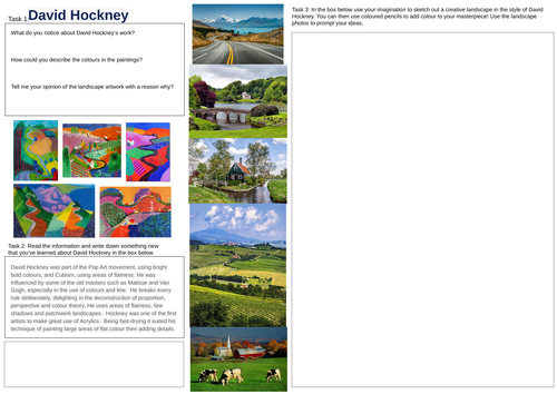 A3 Art David Hockney Emulation Worksheet