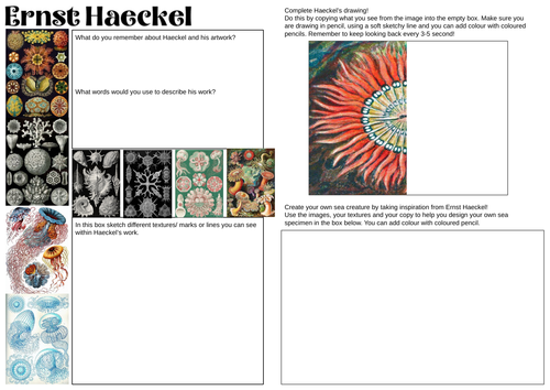 A3 Art Ernest Haeckel worksheet
