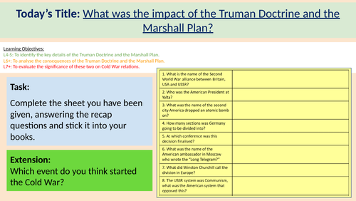 L5: Truman Doctrine/ Marshall Plan (GCSE History Edexcel)