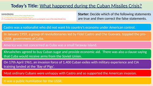 L4: Events & Consequences of the Cuban Missile Crisis (GCSE History Edexcel)
