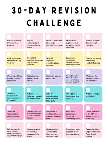 Macbeth 30 Day Revision Challenge