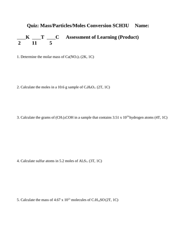 Mass mole hotsell particle conversions