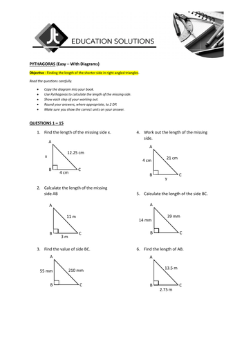 PYTHAGORAS - Finding the length of the shorter side