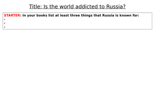 KS3 Russia: energy resources and changing trading relationships