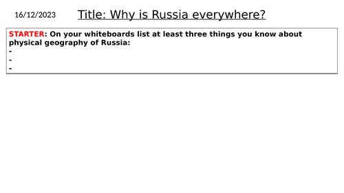 KS3 Russia: location, physical features, trading relationships