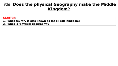 KS3 China: location and physical features