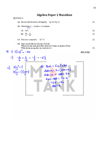 Algebra Paper 2 - O Level/IGCSE Mathematics (Solved)