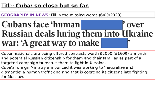 KS3 the USA: Cuba and the USA's relationship