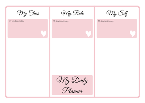 Teacher daily planner task or 'to do' list organisational sheet