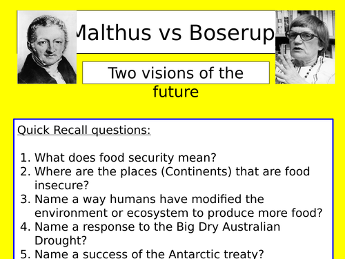 Malthus versus Boserup | Teaching Resources