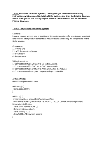 BTEC Level 3 Engineering - Scenarios and Tasks 1 & 2 ( Arduino/Fritzing )