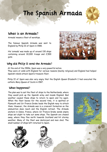 The Spanish Armada differentiated reading comprehension Teaching