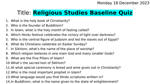 Judaism Unit KS3