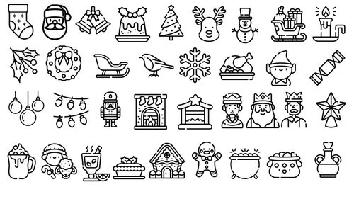 Christmas symbols to colour