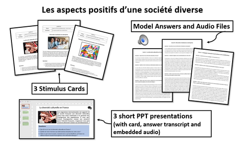 Aspects positifs d'une société diverse- Stimulus Cards with model answers and audio