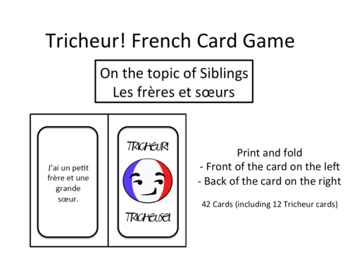 Les frères et soeurs- Siblings- Card Game French