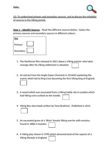 Vikings Primary and Secondary Sources