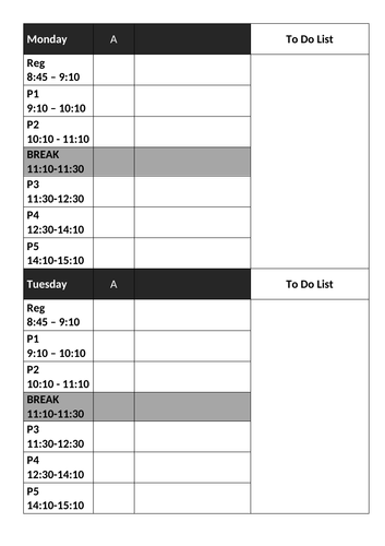 Weekly Planner/To Do List - Two Weekly