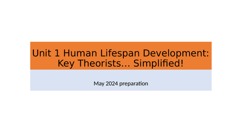 May 2024 Exam Prep: BTEC National Unit 1 Human Lifespan Development Key Theorists