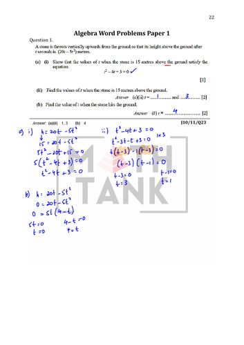 Algebra Word Problems-No Calculator (Solved)