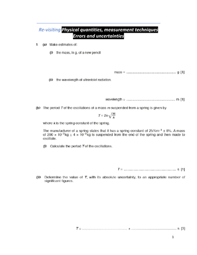 AS PHYSICS 9702: PHYSICAL QUANTITIES & UNITS
