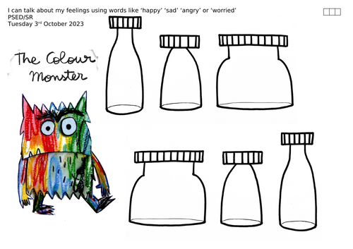 *EDITABLE* Colour Monster A3 Feelings Jar