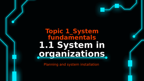 Topic 1.1 Systems in organizations