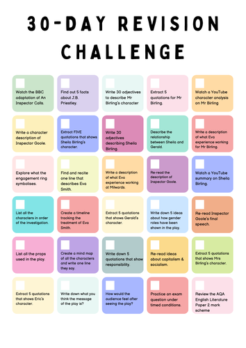 An Inspector Calls: 30 Day Revision Challenge