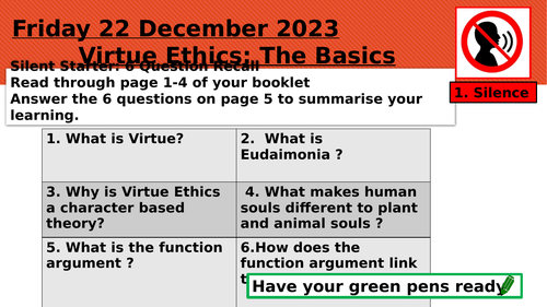 Virtue Ethics 6 Question Starters