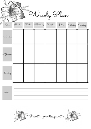 Weekly/daily planner organiser