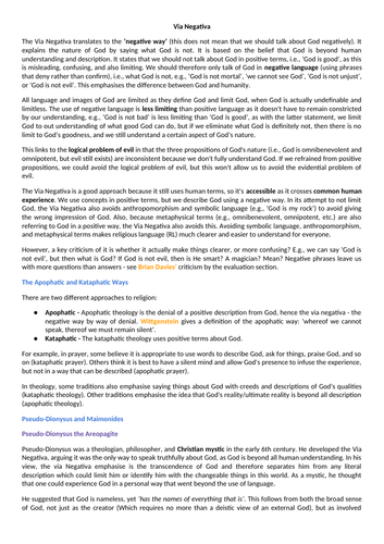 AQA AL RS - Via Negativa (Religious Language)