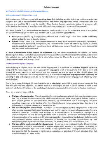 AQA AL RS - Religious Language Introduction