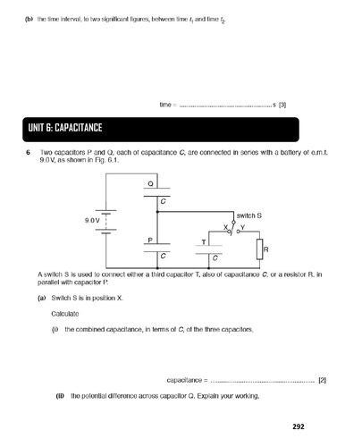 CAPACITANCE A LEVEL PHYSICS 9702 | Teaching Resources