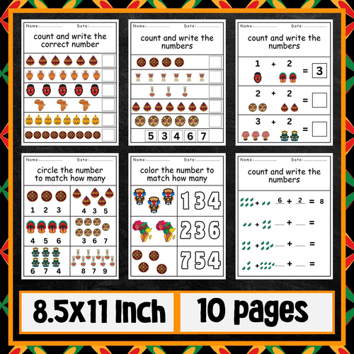 Black History Month math activities | Martin Luther King Jr day worksheets k-2