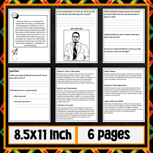 Black History Month Activities | Malcolm X Reading Comprehension Passage