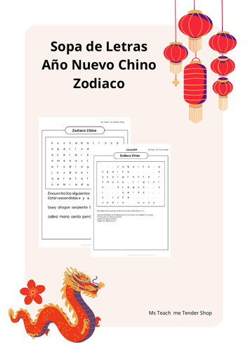Año Nuevo Chino_ Sopa de Letras. Spanish Crossword.