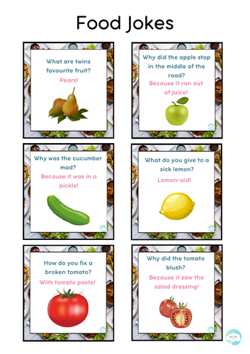 Food Jokes – Printable Joke Cards for Kids (58 Jokes!)