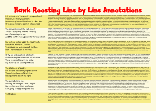 Hawk Roosting Line by Line Annotations