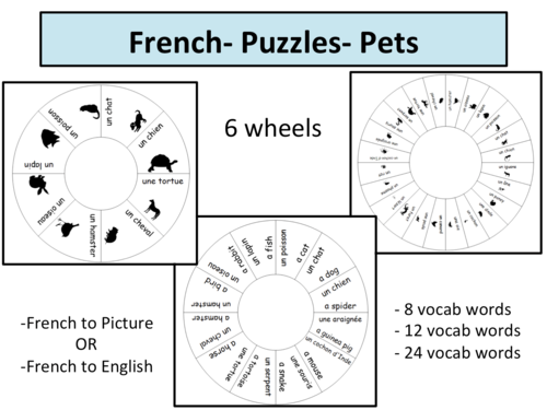Les animaux- French wheel puzzles- KS3