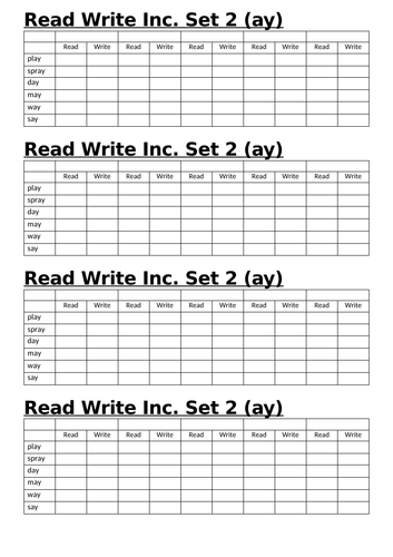 Read Write Inc Set 2 Tracking Sheets
