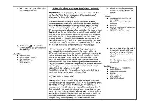 Language Paper 1 - revision worksheet